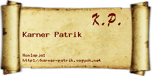 Karner Patrik névjegykártya